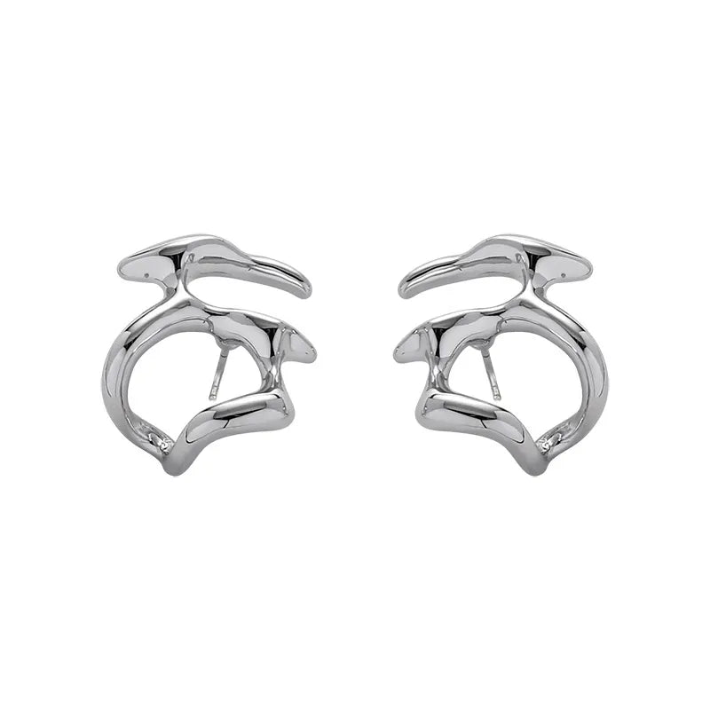 Trendy Hollow Liquid Metal Earrings with a Fashionable Edge.