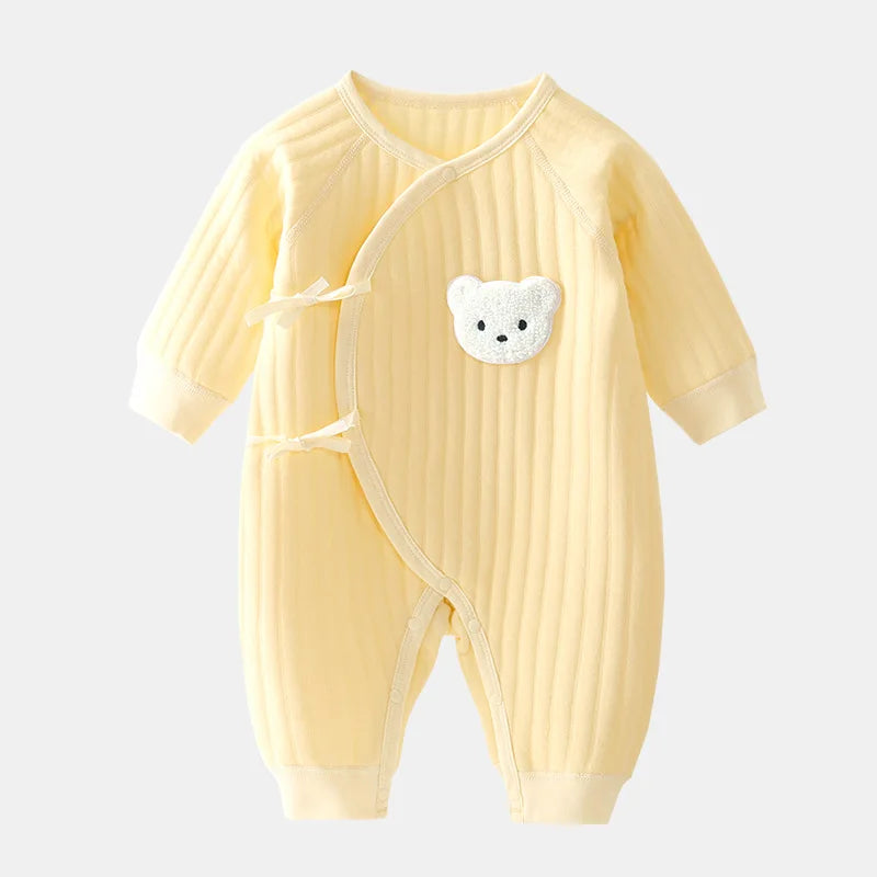 Newborn Onesie Bodysuit for Boys and Girls: Cotton Toddler Home Wear, Suitable for 0-6 Months, Thickened for Spring and Autumn Seasons