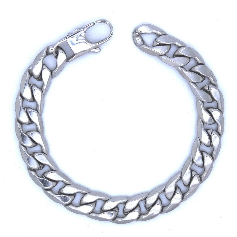 Unisex Stainless Steel Bracelet, featuring a Curb Chain design in widths of 6/8/10/12mm and a length of 8 inches, this bracelet exudes a Punk and Hip-hop vibe, making it an ideal gift for anyone who loves edgy jewelry.