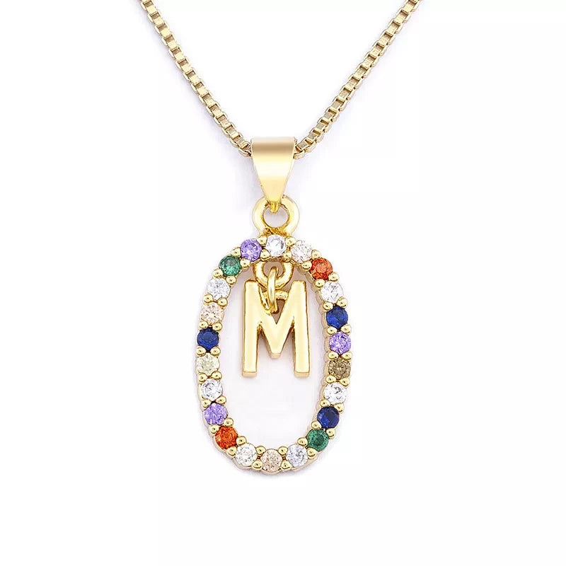 Necklace with 26 English Letter Pendants, Zircon Embellishments, Stylish A-Z Initials M S C K, Trendy Alphabet Long Chain Designed for Women, Personalized Name Jewelry.