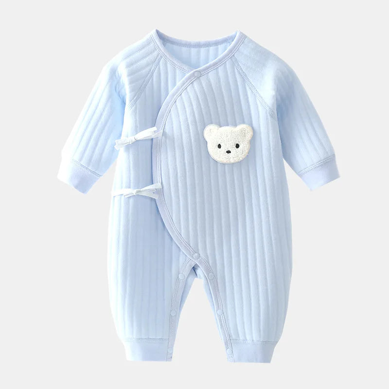 Newborn Onesie Bodysuit for Boys and Girls: Cotton Toddler Home Wear, Suitable for 0-6 Months, Thickened for Spring and Autumn Seasons