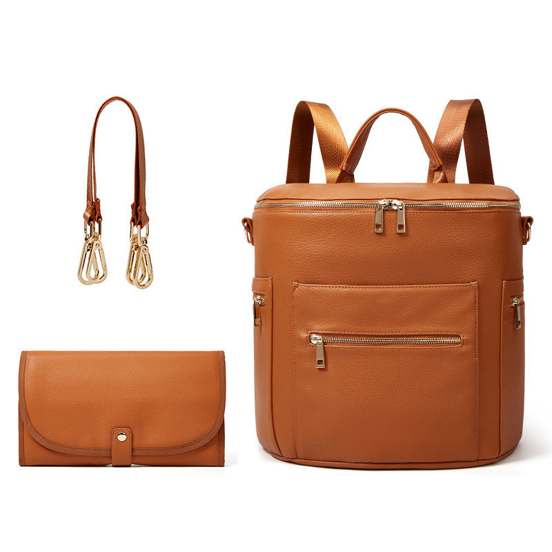 Organized Luxury: Leather Diaper Bag Backpack With Changing Pad